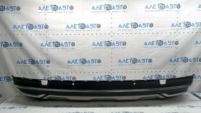 Audi Q7 20-24 black rear bumper lip with chrome moldings, with gray trim, without tow hook cap, scratches