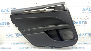 Door trim, rear left, Ford Fusion mk5 17-20, black with black leather insert, wood molding, leather armrest, scratches