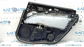 Door trim, rear left, Ford Fusion mk5 17-20, black with black leather insert, wood molding, leather armrest, scratches