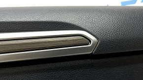 Door trim, rear right Ford Fusion mk5 17-20, black with black leather insert, leather armrest, with gray wood molding, with handle, cracks in molding, worn