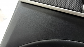 Door trim, rear right Ford Fusion mk5 17-20, black with black leather insert, leather armrest, with gray wood molding, with handle, cracks in molding, worn