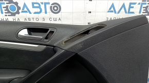 Black front left door panel for a VW Tiguan 09-17, black leather armrest, black leather insert, chrome molding, compatible with Dynaudio speakers, with chrome handle, dry-cleanable, scratches