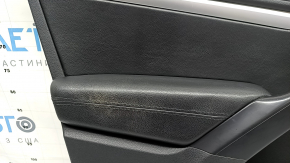 Black front left door panel for a VW Tiguan 09-17, black leather armrest, black leather insert, chrome molding, compatible with Dynaudio speakers, with chrome handle, dry-cleanable, scratches