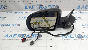 Left side mirror assembly for Jeep Compass 17-26, 5+4 pins, BSM, heated, turn signal, with chrome molding, black, sand on chrome