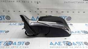 Left side mirror assembly for Jeep Compass 17-26, 5+4 pins, BSM, heated, turn signal, with chrome molding, black, sand on chrome