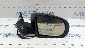 Right side mirror assembly for Jeep Compass 17-26, 5+4 pins, BSM, turn signal, heated, with chrome molding, black, sand on chrome, scratches
