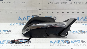 Right side mirror assembly for Jeep Compass 17-26, 5+4 pins, BSM, turn signal, heated, with chrome molding, black, sand on chrome, scratches