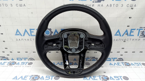 Jeep Compass 22-22 steering wheel, black leather, brown stitching, heated, with overlay, scratches, worn, needs cleaning