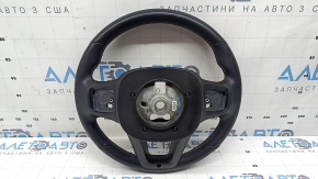 Jeep Compass 22-22 steering wheel, black leather, brown stitching, heated, with overlay, scratches, worn, needs cleaning