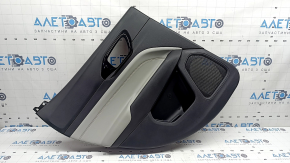 Door trim panel, rear left, Jeep Compass 22-26, black, gray leather insert, with brown stitching, scratches, nicks