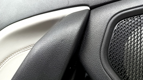 Door trim panel, rear left, Jeep Compass 22-26, black, gray leather insert, with brown stitching, scratches, nicks