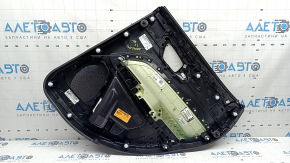 Door trim panel, rear left, Jeep Compass 22-26, black, gray leather insert, with brown stitching, scratches, nicks