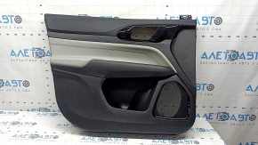 Jeep Compass 22-26 black front left door panel, gray leather insert, with brown stitching, scratches