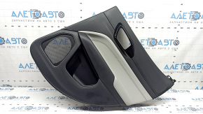 Door trim panel, rear right, Jeep Compass 22-26, black, gray leather insert, with brown stitching, scratches, break, worn