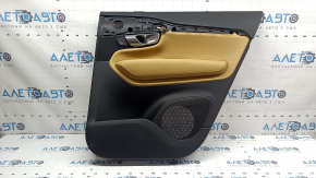 Door trim panel, rear right, Volvo XC90 16-22, black leather, beige leather insert, beige leather armrest, without curtain, with backlight, bumper