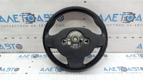 The steering wheel is bare, Volvo XC90 16-26, black leather, Classic wood / Flame birch wood, without paddles, bumps on the leather, cracks in the wood trim.