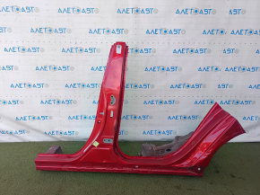 The left central body pillar of a Toyota Prius 50 16-22 is sawn off, with a slope, bumps, and a dented slope.