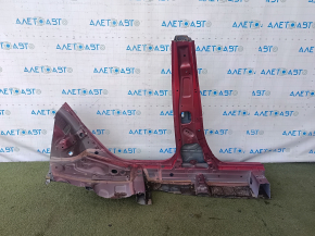 The left central body pillar of a Toyota Prius 50 16-22 is sawn off, with a slope, bumps, and a dented slope.