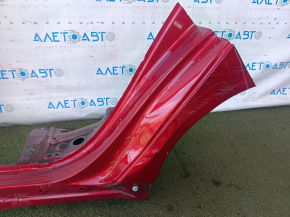 The left central body pillar of a Toyota Prius 50 16-22 is sawn off, with a slope, bumps, and a dented slope.
