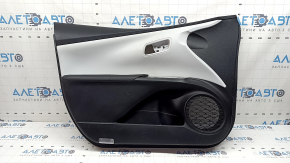Front left door panel for Toyota Prius 50 16-22, black with gray insert, with leather armrest, scratches, needs cleaning