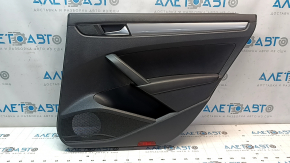 Door trim panel, rear right, VW Passat b7 12-15 USA, black, with black plastic insert, leather armrest, molding, gray gloss, scratches