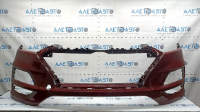 Front bumper bare Hyundai Tucson 19-21 blue R2U, dented, scuffed, cracks in the fasteners