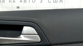 Door trim panel rear right Hyundai Tucson 19-21 black, insert black, armrest leather black, with handle, scratches, broken fastener