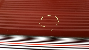 The bare hood of a Hyundai Tucson 16-21 steel, red R5R, bumpers