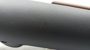 BMW X7 G07 19-22 Black leather rear right arch trim, wood insert with molding, brown Coffee leather armrest, melted armrest, broken mount, bumps, worn molding