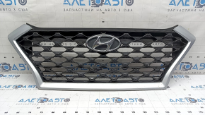 Radiator grille assembly for Hyundai Tucson 19-21, matte black, silver frame, with emblem, scratches