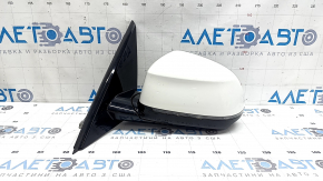 Left side mirror assembly for BMW X7 G07 19-22, turn signal, heated, memory, auto-dimming, BSM, camera, Shadow-Line, 9 pins, white, crack in mount
