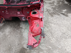 Front left quarter of Toyota Prius 50 16-22 on the body, red, dented pillar