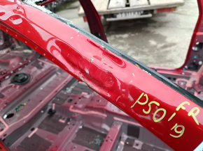 Front right quarter of Toyota Prius 50 16-22 on the body, red, dented pillar
