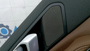 Door trim, rear left, BMW X7 G07 19-22, under the curtain, black Schwarz leather, wood insert, with a handle, with a Harman Kardon speaker grille, armrest and insert, brown coffee leather, scratches, needs cleaning