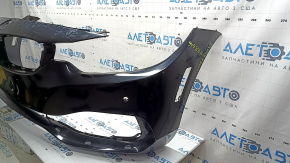 Bare front bumper for BMW 4 Series F32/33/36 14-20 with parking sensors, no headlight washers, no PMA, black, scratches, pressed, sand, non-factory holes