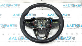 BMW X7 G07 19-22 black leather steering wheel with heated paddle shifters, driving assist, Sport, with wiring, dented, scratches, needs cleaning