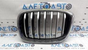 Left radiator grill BMW X3 G01 18-21 nostril, chrome frame + gray grille, broken mount, missing fragment, chrome defect, chips
