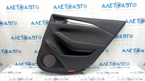 Mazda 6 18-21 black rear right door trim, black leather armrest and insert, gray molding with chrome, worn, dented