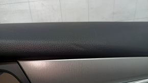Mazda 6 18-21 black rear right door trim, black leather armrest and insert, gray molding with chrome, worn, dented