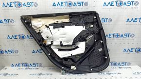 Mazda 6 18-21 black rear right door trim, black leather armrest and insert, gray molding with chrome, worn, dented