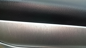 Mazda 6 18-21 front right door panel trim, black, armrest and insert, black leather, gray molding with chrome, scratches