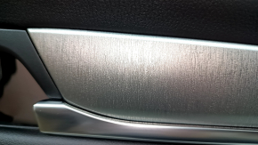 Mazda 6 18-21 front right door panel trim, black, armrest and insert, black leather, gray molding with chrome, scratches