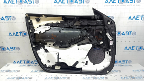 Mazda 6 18-21 front right door panel trim, black, armrest and insert, black leather, gray molding with chrome, scratches
