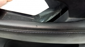 Door trim card front right Nissan Leaf 13-17 black with black insert leather, armrest black leather, scuffs, scratches, abrasions, dents