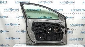 Front left door assembly for Hyundai Sonata 11-15 hybrid, keyless, FHM silver, bumpers