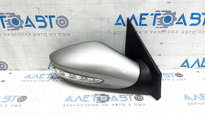 Right side mirror assembly for Hyundai Sonata 11-15, 7 pins, turn signal, heated, silver, worn