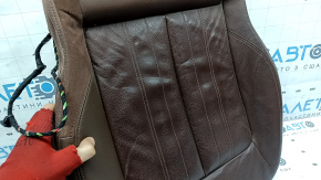 Audi Q5 80A 18-20 driver's seat cushion upholstery, brown leather, Standard, heated, wrinkled