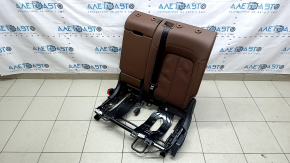 Rear seat backrest, 2nd row, left, Audi Q5 80A 18-20, brown leather, Standard, with black seat belt and armrest, heated, mechanically cleanable, scratches on plastic