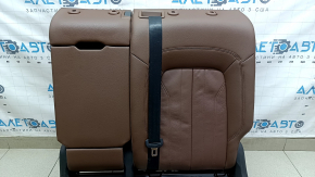 Rear seat backrest, 2nd row, left, Audi Q5 80A 18-20, brown leather, Standard, with black seat belt and armrest, heated, mechanically cleanable, scratches on plastic