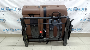 Rear seat backrest, 2nd row, left, Audi Q5 80A 18-20, brown leather, Standard, with black seat belt and armrest, heated, mechanically cleanable, scratches on plastic